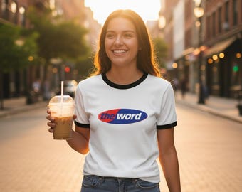 The Word T-Shirt, 90s Cult TV Show Ringer Tee unisex
