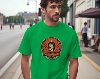 Mick Jagger X Jägermeister Mashup T-Shirt - Unisex Rock & Roll Graphic Tee - Retro Music Parody Shirt - Rolling Stones Fan Gift