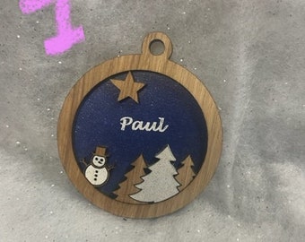 Boule de Noël en bois personnalisable, prénom ou autre