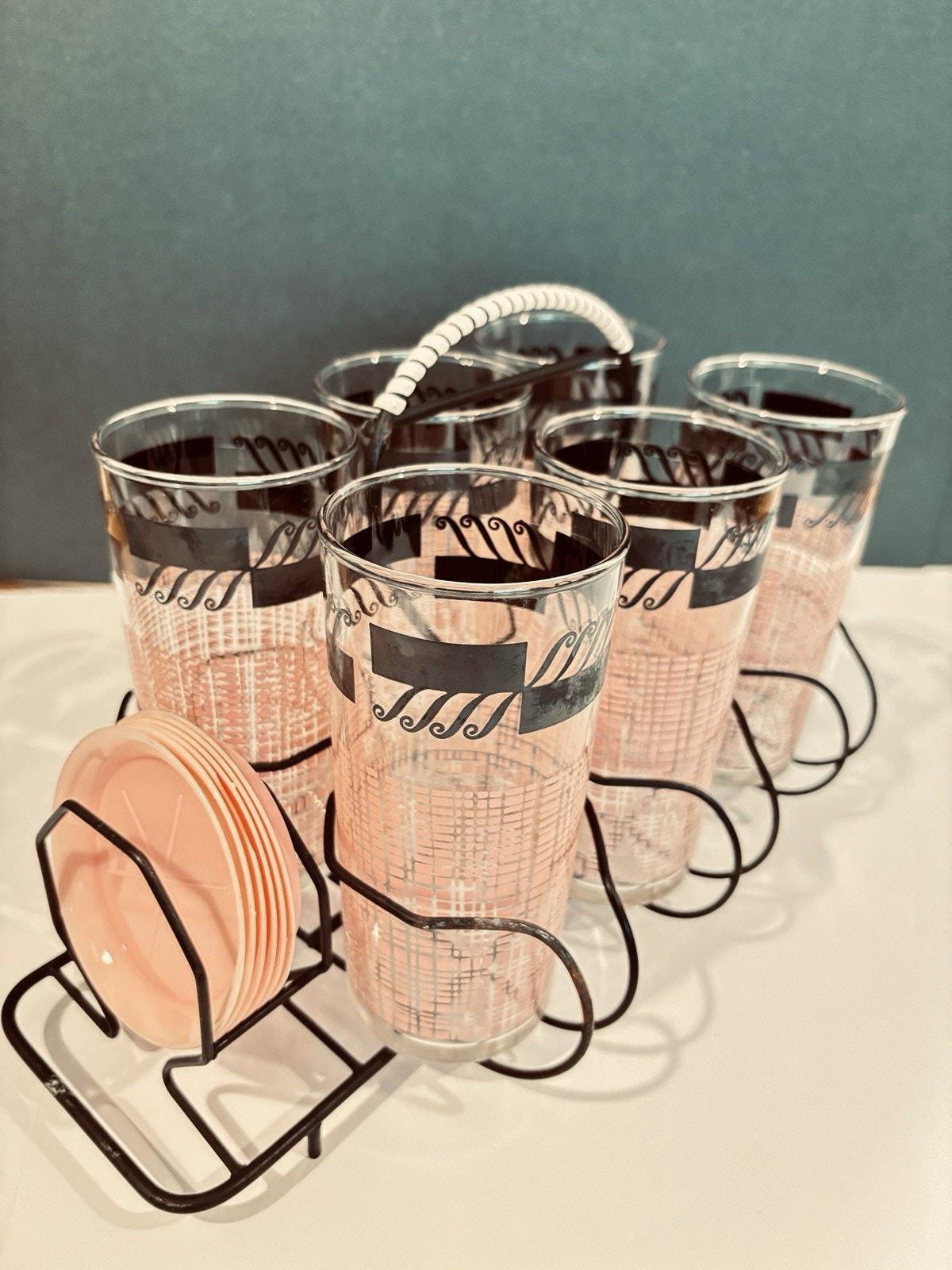Vintage Glassware Set With Carrier - Etsy