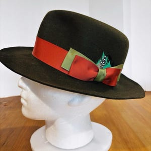 Vintage Black Wide Brim Hat With Feathers - Etsy display picture 1