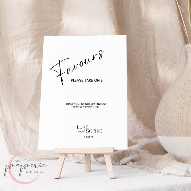 Printable Favours Sign Wedding Favours Sign Template - Etsy