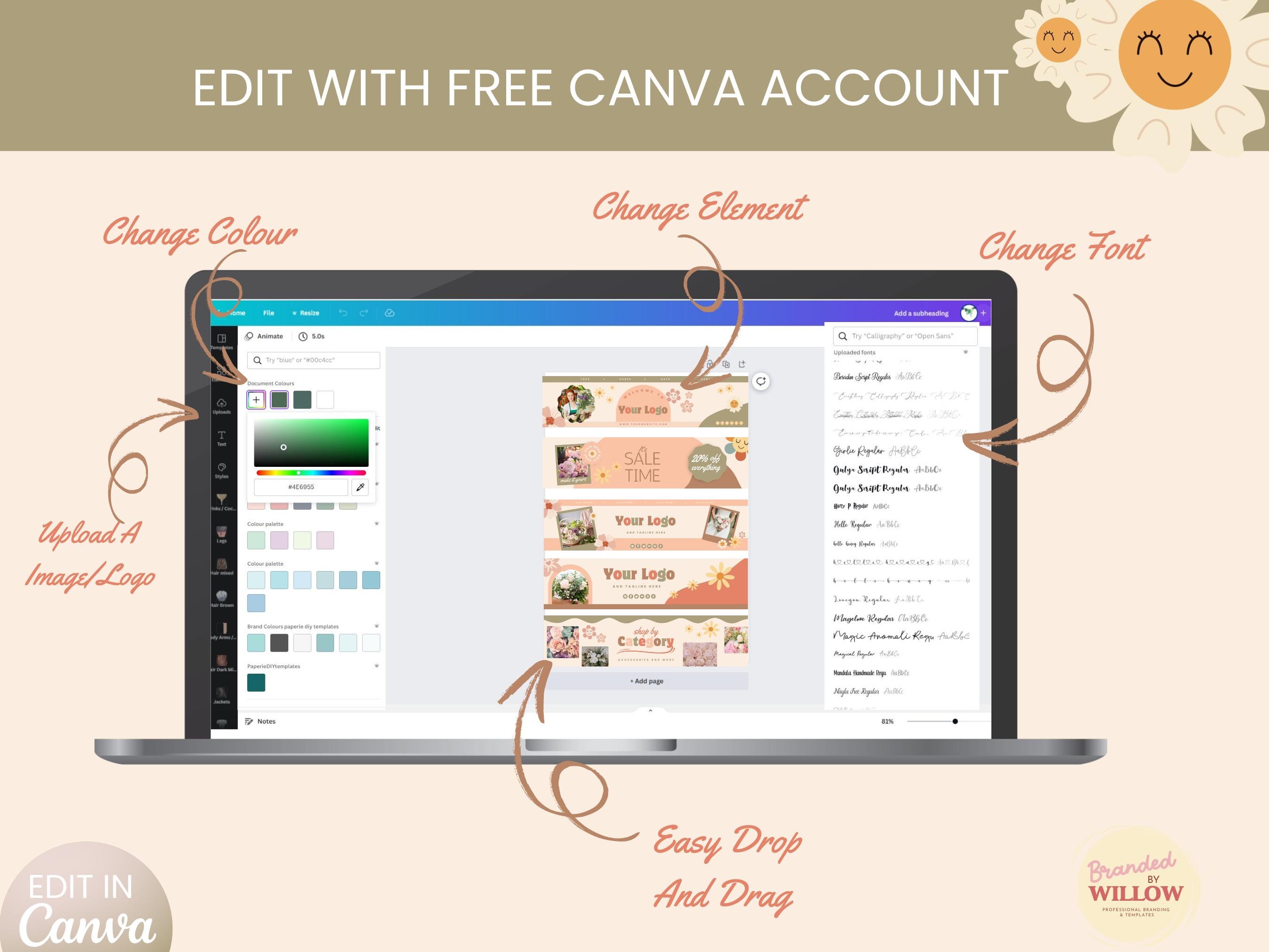 Editable Etsy Banner Bundle Templates, Etsy Store Banner, Custom Shop ...
