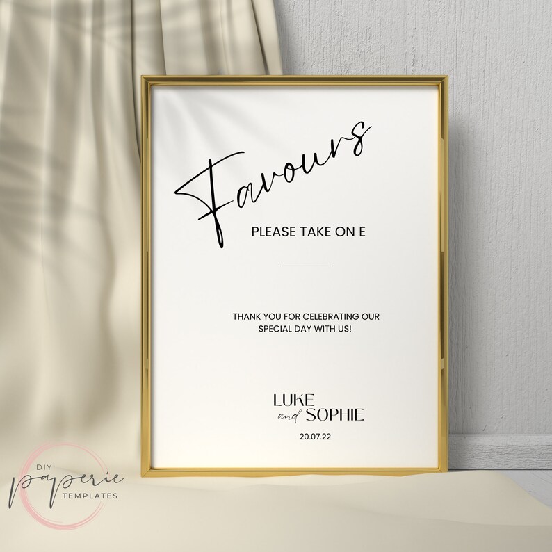 Printable Favours Sign Wedding Favours Sign Template - Etsy