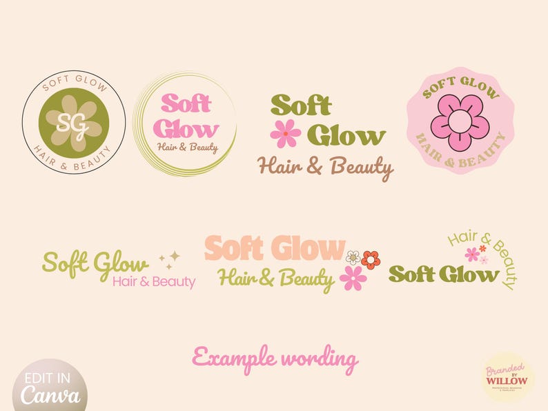 Editable Canva Logo Templates, Soft Glow Design, Small Business DIY ...