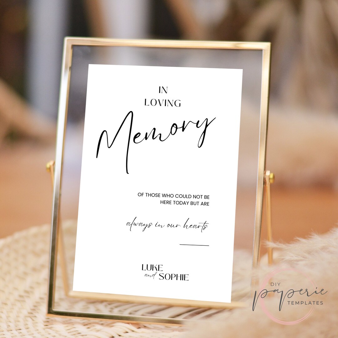 In Memory of Wedding Sign Template in Memory of Wedding Sign - Etsy