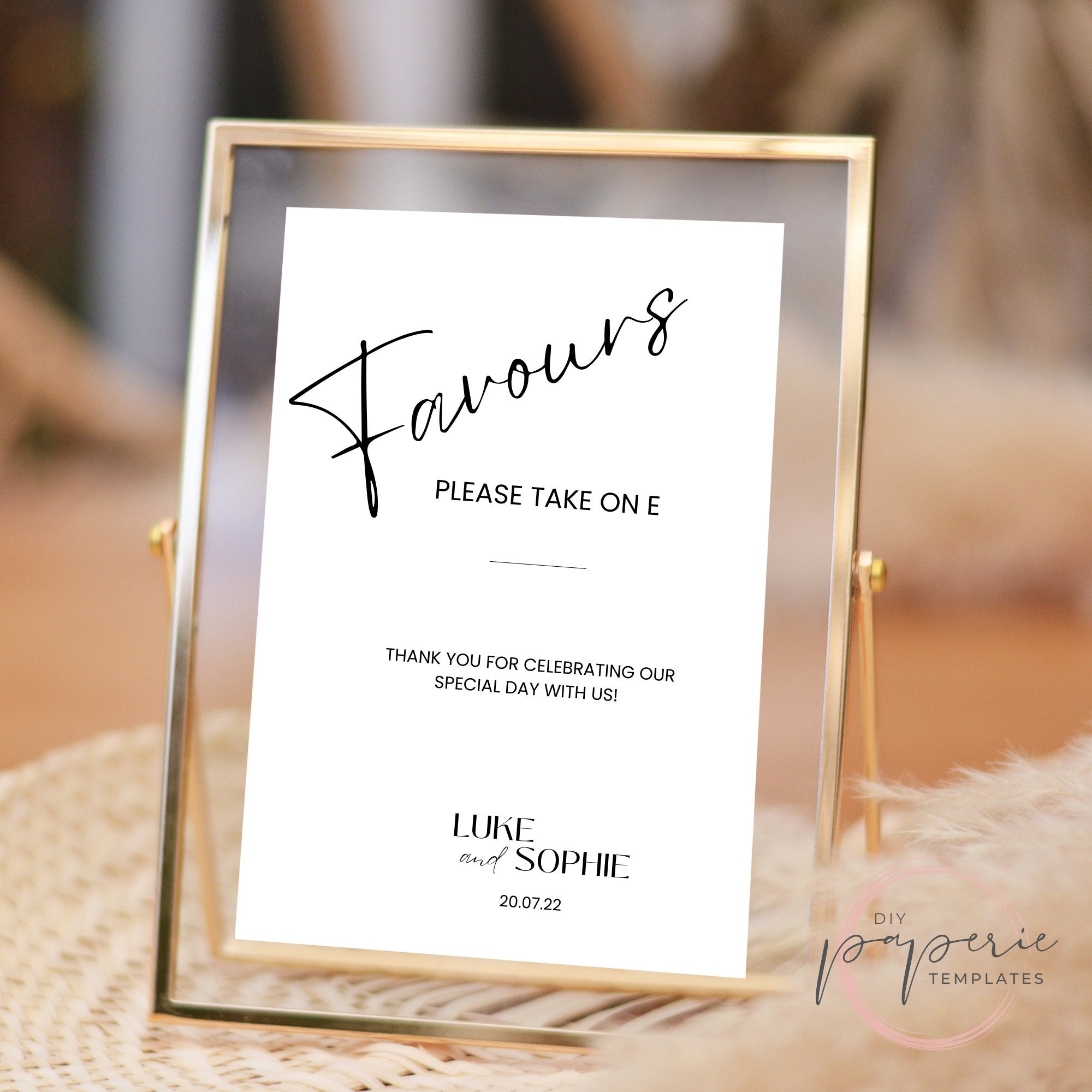 Printable Favours Sign Wedding Favours Sign Template - Etsy