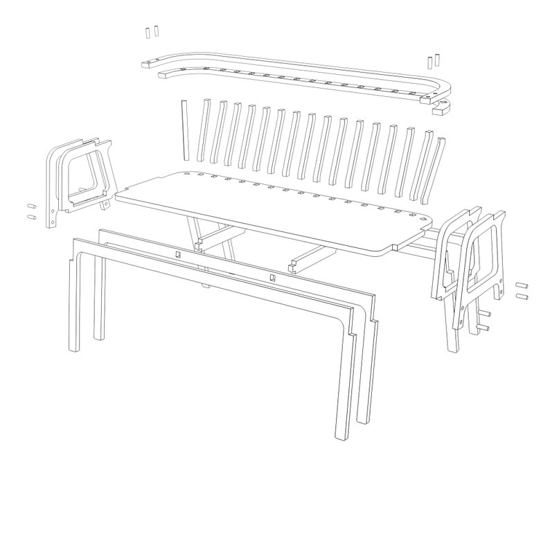 Exploded Bench Plywood Bench CNC Files: Vector Furniture Plans (digital Download) - Etsy