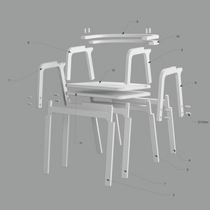 Krzesło ze sklejki pliki CNC do cięcia, meble wektorowe dwg/dxf/cdr majsterkowanie zdjęcie 5