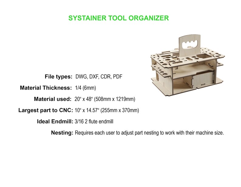 Festool Systainer Tool Organizer CNC Router Files, Laser Cut, Dxf, Dwg