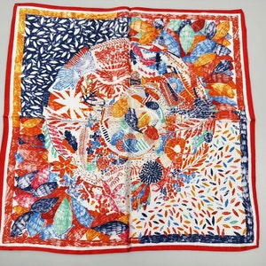 53cm 100% Mulberry Silk Scarf Square, Women's Scarf, Fashion Scarf, Bandana, Bag Accessory,Blossoms Vintage，Gift-Packaged with Free Shipping