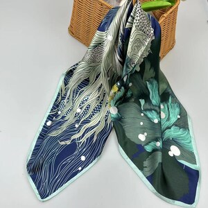 68cm 100% Maulbeerseidenschal quadratisch, Damenschal, Modeschal, Bandana, Taschenaccessoire, Vintage Seidenschal, Geschenkverpackt, kostenloser Versand Bild 1