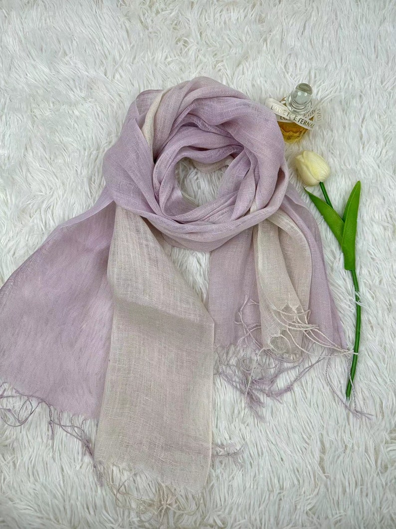 10 kleuren verzacht linnen sjaal, natuurlijk lichtgewicht linnen, unisex sjaal, omslagdoek, cadeau-idee, accessoires, linnen wrap Pink Purple White