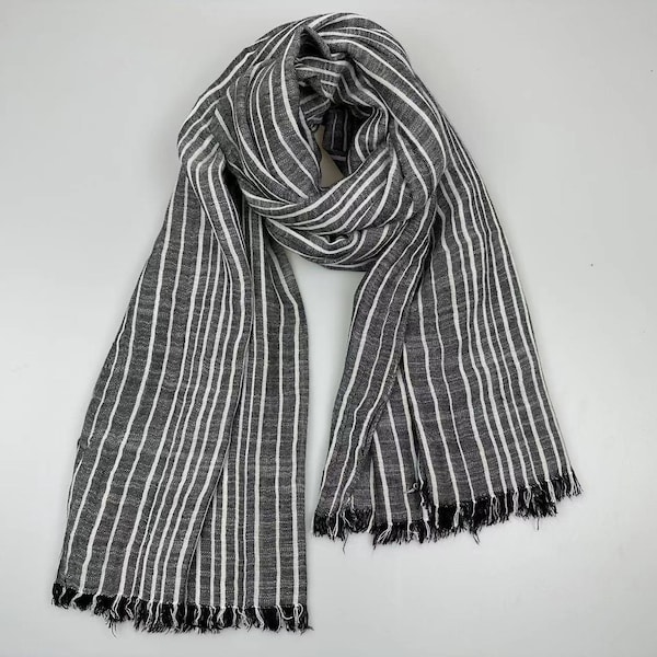 10 Colors Stripe Linen Cotton Scarf, Lightweight Linen Cotton, Unisex Scarf, Shawl, Gift Idea, Accessories, Linen Cotton Wrap