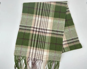 Avocado green Wool scarf, 100% wool Plaid scarf, scarf, handmade, couple long scarf, winter warm scarf, Christmas gift,Shawl, Birthday gift