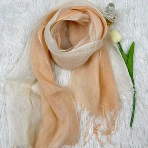 10 kleuren verzacht linnen sjaal, natuurlijk lichtgewicht linnen, unisex sjaal, omslagdoek, cadeau-idee, accessoires, linnen wrap Orange beige