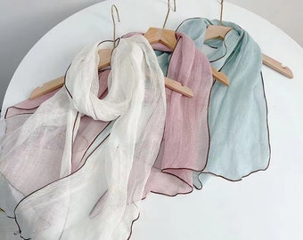 6 Colors Natural linen scarf- Solid color soft scarf- all seasons scarf- trending item- long scarf- men/ women scarf- unisex- linen shawl