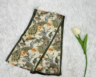 100% Mulberry Silk Skinny Scarf in Flower Inspired Printed Bag Handle Hairband Ribbon Accessories Silk Tie Scarf