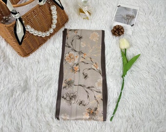 100% Mulberry Silk Scarf Long, Women's Scarf, Fashion Scarf, Bandana, Bag Accessory,Peach Blossom Oil PaintingGift-Packaged Free Shipping