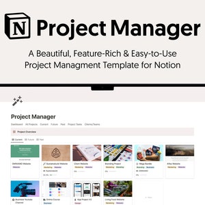 Notion Project Manager Template | Notion Template | Digital Planner  | Creative Business Template | Minimalist | Easy to Use