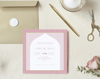 Classy Pink Save the Date & Wedding/Nikkah Invitation Template