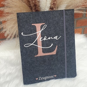 Personalisierte Zeugnismappe | Zeugnisse mit Namen | Dokumententasche aus Filz | Einschulung | Schulkind | Geschenkidee zur Einschulung
