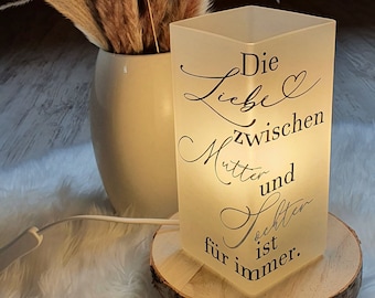 Lampe mit Spruch | Geschenke für die Mama | Muttertag | Mama | Tochter | Individualisierte Glaslampe Liebe