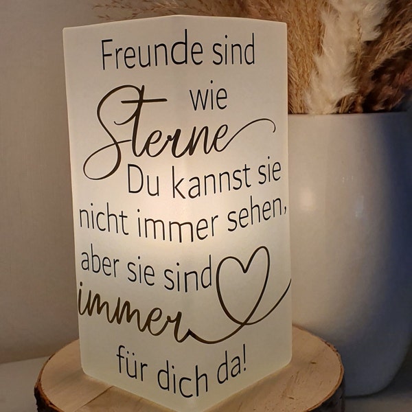 Lampe mit Spruch Freunde sind wie Sterne | Geschenkidee Freundin | Wohnaccessoire | Bestie