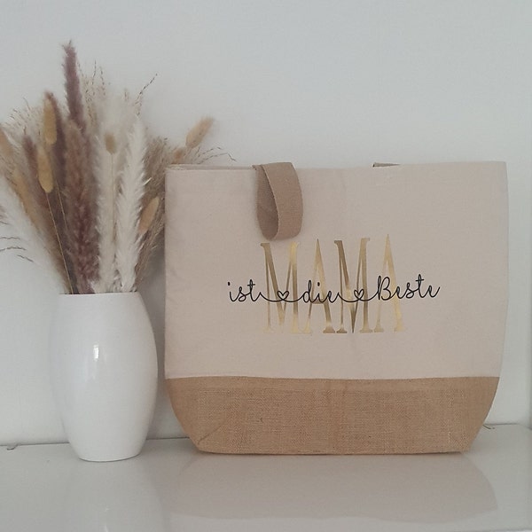 Juteshopper Mama is the best | market bag | Individual gift packaging personalized | Mother's Day | Christmas present mom