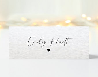 Personalised Place Cards Folded Wedding Place Names Minimalist Heart Table Settings Events Dinners Functions Tent Place Cards Stationary