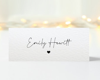 Tarjetas de lugar plegadas personalizadas Asientos de boda Nombres de lugares Configuración de mesa de corazón minimalista Eventos Cenas Tarjetas de lugar de tienda Tarjetas estacionarias