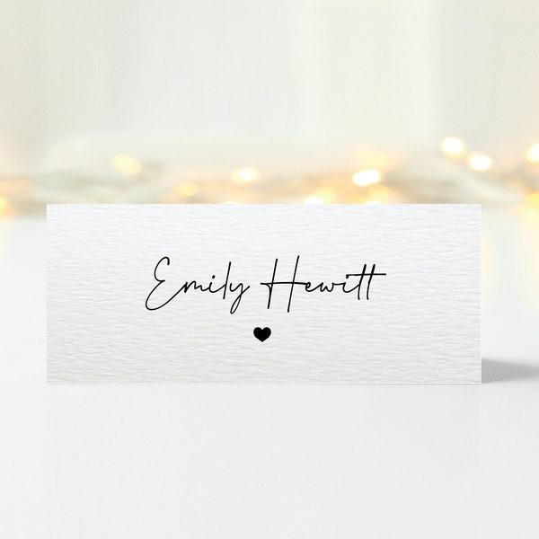 Tarjetas de lugar plegadas personalizadas Asientos de boda Nombres de lugares Configuración de mesa de corazón minimalista Eventos Cenas Tarjetas de lugar de tienda Tarjetas estacionarias