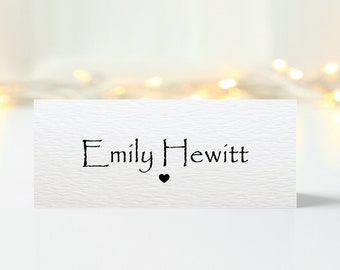Personalised Folded Wedding Place Cards Seating Place Names Minimalist Heart Table Settings Events Dinners Tent Place Cards Stationary