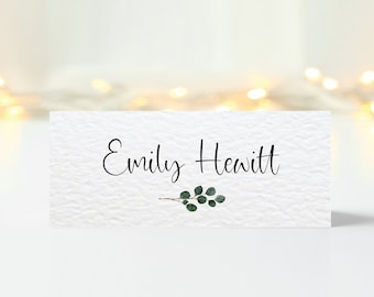 Personalised Folded Place Cards Botanical Wedding Seating Place Names Eucalyptus Table Settings Events Dinners Tent Place Cards Stationary