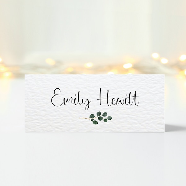 Personalised Folded Place Cards Botanical Wedding Seating Place Names Eucalyptus Table Settings Events Dinners Tent Place Cards Stationary