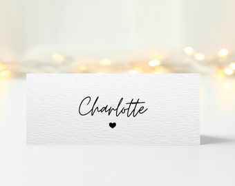 Personalised Place Cards Folded Wedding Seating Cards Place Names Minimalist Heart Table Settings Dinners Events Tent Place Cards Stationary