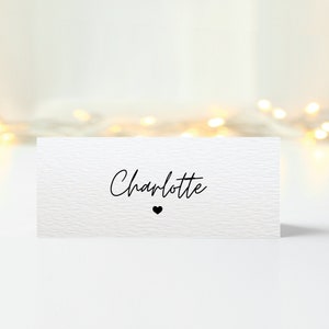 Personalised Place Cards Folded Wedding Seating Cards Place Names Minimalist Heart Table Settings Dinners Events Tent Place Cards Stationary