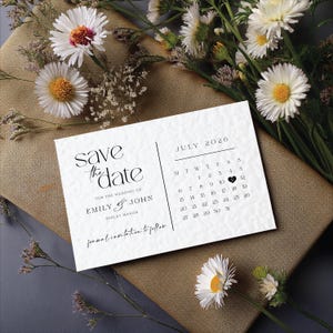 Personalisierte Hochzeitseinladung A6 Postkarten, Personalisierte Save the Date Karten mit Kalender, moderne weiße Hochzeitseinladung A6 Postkarten mit Umschlägen,