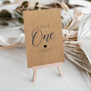 Custom Kraft Table Number Cards Personalised Wedding Table Names With Hearts Rustic Table Settings Event Dinners Wedding Stationary Recycled