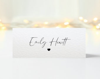 Personalised Wedding Place Cards Custom Folded Wedding Place Names Classic Heart Table Settings Events Tent Place Cards Stationary Cards