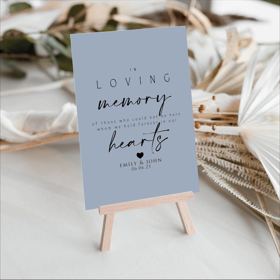 Mwmory Sign Custom in Loving Memory Wedding Sign, Elegant Dusty Blue Print - Etsy