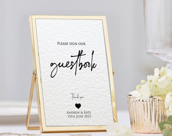 Personalised Please Sign Our Guestbook Wedding Sign Custom Wedding Day Reception Signs Stationary 4X6" 5X7" 8X10" 11X14" A6 A5 A4 A3 A2