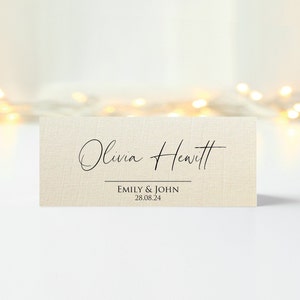 IVORY Personalised Folded Place Cards Wedding Seating Place Names Minimalist Table Settings Dinner Tent Place Cards Elegant Stationary Line
