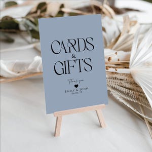 Custom Blue Cards And Gifts Wedding Sign Personalised Dusty Blue Wedding Reception Sign Wedding Stationary With Heart Blue Gift Table Signs