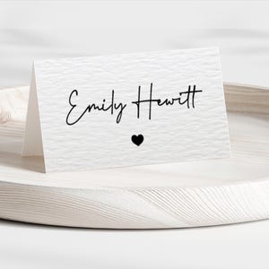 Tarjetas de lugar plegables personalizadas para bodas, nombres de lugares, mesas minimalistas con forma de corazón, eventos, cenas, tarjetas de lugar para carpas, tarjetas de papelería
