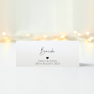 Personalised Folded Place Cards Wedding Seating Place Names Minimalist Heart Table Settings Events Dinners Tent Place Cards Stationary Cards image 5