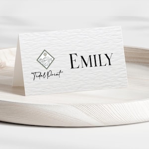 Tarjetas de lugar plegadas personalizadas con logotipo Asientos corporativos personalizados Nombres de lugar Tarjetas de lugar con su logotipo Configuración de mesas Eventos Cenas