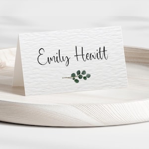Personalisierte gefaltete Tischkarten botanische Hochzeit Sitzplatz Namen Eukalyptus Tischeinstellungen Ereignisse Abendessen Zelt Tischkarten stationär