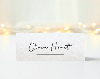 Tarjetas de lugar plegadas personalizadas Asientos de boda Nombres de lugares Configuraciones de mesa minimalistas Eventos Cena Carpa Tarjetas de lugar Línea estacionaria elegante