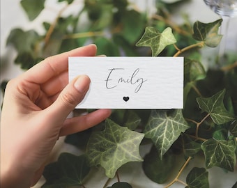 Personalised Wedding Place Card Tags | Minimalist Heart | Hammered Card